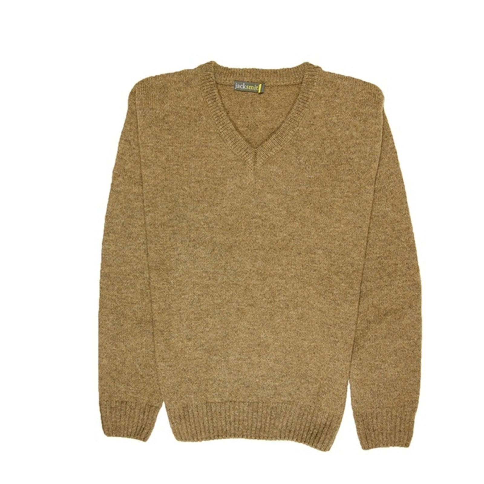 100% Shetland Ragg Wool V Neck Knit Jumper Pullover Mens Sweater Knitted - Nutmeg - 3XL