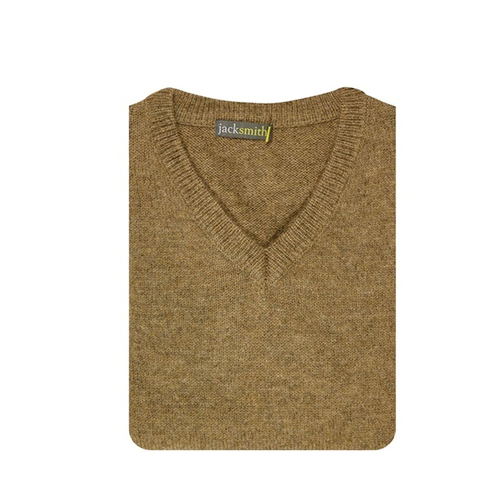 100% Shetland Ragg Wool V Neck Knit Jumper Pullover Mens Sweater Knitted - Nutmeg - XL