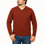 100% Shetland Ragg Wool V Neck Knit Jumper Pullover Mens Sweater Knitted - Rust Size M V563-SW-VN-RUST54-M