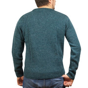 100% Shetland Ragg Wool V Neck Knit Jumper Pullover Mens Sweater Knitted - Sherwood - 3XL