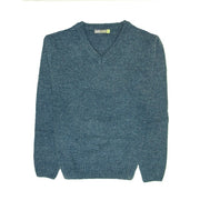100% Shetland Ragg Wool V Neck Knit Jumper Pullover Mens Sweater Knitted - Sherwood - XXL