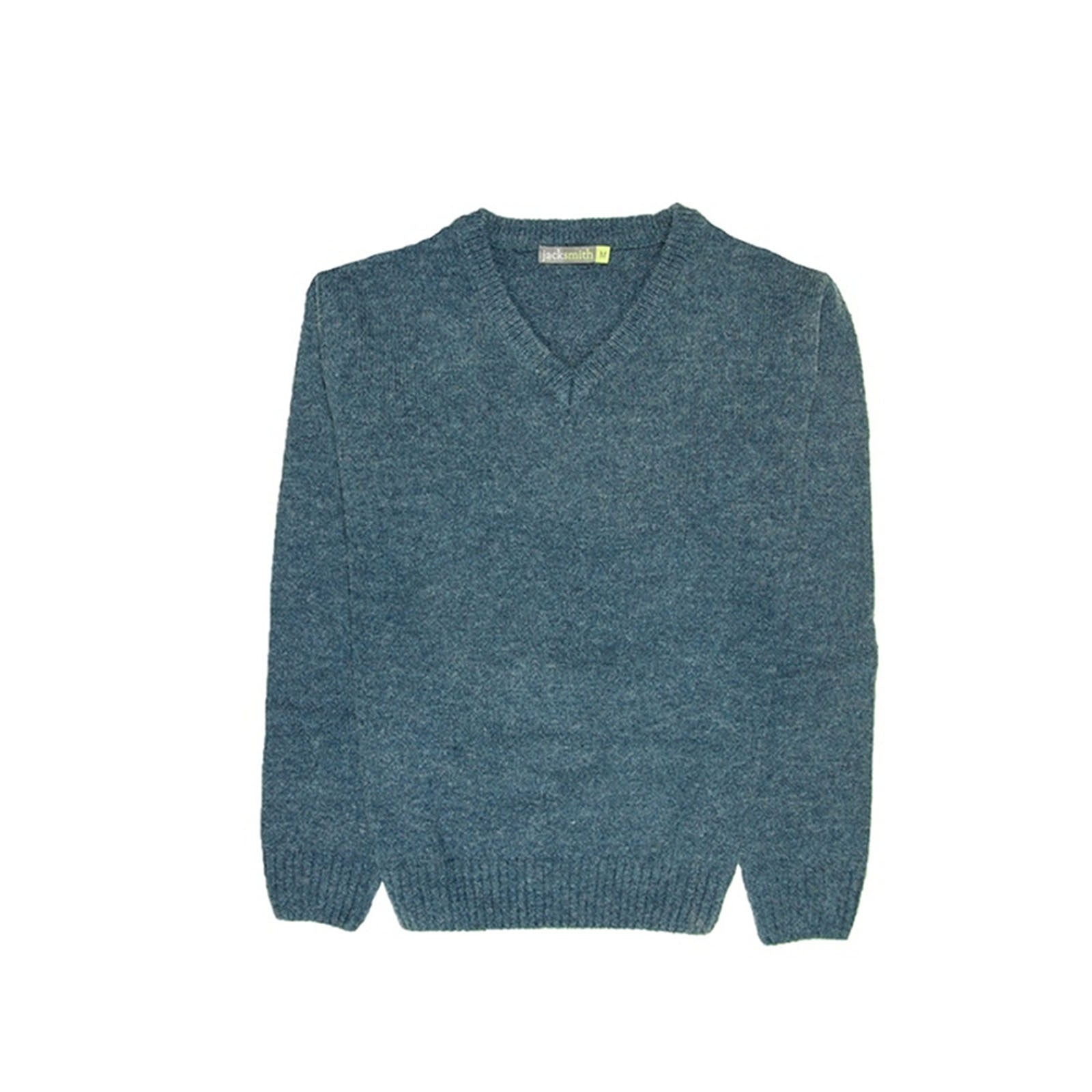 100% Shetland Ragg Wool V Neck Knit Jumper Pullover Mens Sweater Knitted - Sherwood - XXL