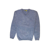 100% Shetland Ragg Wool V Neck Knit Jumper Pullover Mens Sweater Knitted - Sky - L V563-SW-VN-SKY40-L