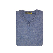 100% Shetland Ragg Wool V Neck Knit Jumper Pullover Mens Sweater Knitted - Sky - XXL