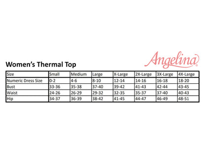 Womens Thermal Top w/ Brushed Interior Warm Winter Fleece Baselayer - Black - L V563-T7915-BLACK-L