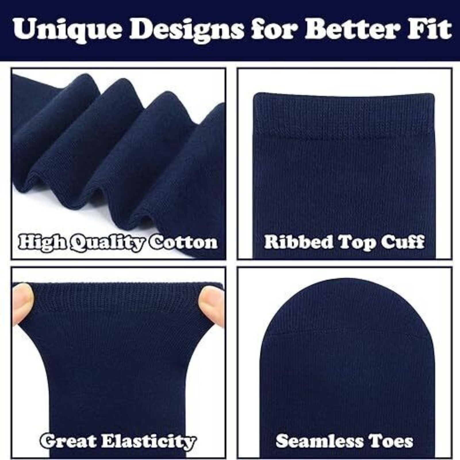 1x Pair School Uniform Knee High Socks Cotton Rich Girls Boys Kids - Navy - 2-8 (10-12 Years Old) V563-TAG4SCHOOL-NAVY-2-8