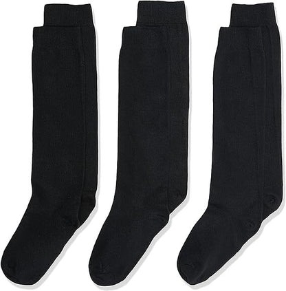 12x Pairs School Uniform Knee High Socks Cotton Rich Girls Boys Kids Bulk - Black - 2-8 (10-12 Years Old) V563-TAG4SCHOOL_12PCS-BLACK-2-