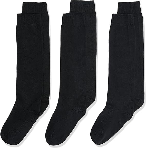 12x Pairs School Uniform Knee High Socks Cotton Rich Girls Boys Kids Bulk - Black - 6-11 (12+ Years Old) V563-TAG4SCHOOL_12PCS-BLACK-6-