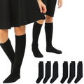6x Pairs School Uniform Knee High Socks Cotton Rich Girls Boys Kids Bulk - Black - 6-11 (12+ Years Old) V563-TAG4SCHOOL_6PCS-BLACK-6-1