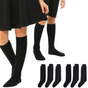 6x Pairs School Uniform Knee High Socks Cotton Rich Girls Boys Kids Bulk - Black - 9-12 (5-8 Years Old) V563-TAG4SCHOOL_6PCS-BLACK-9-1