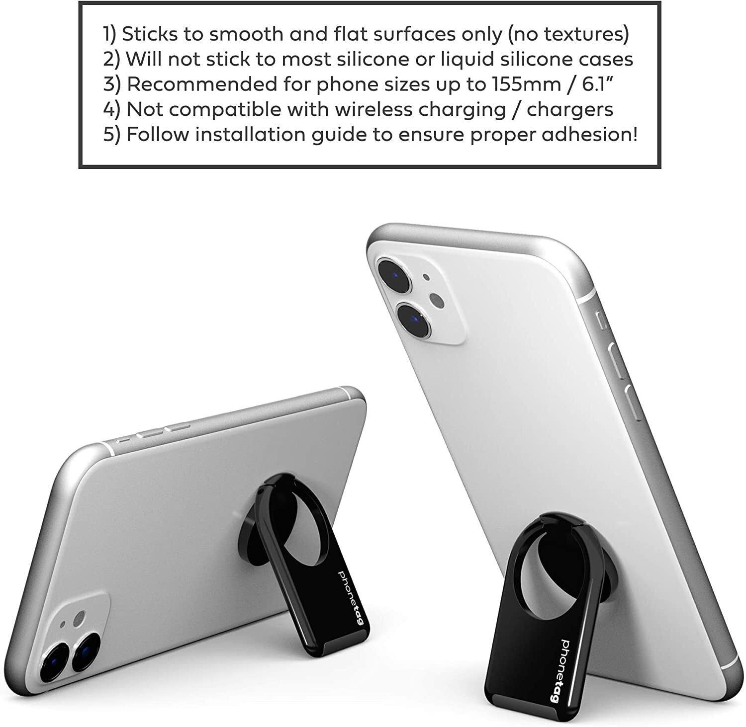 phonetag - Multi-View Phone Stand with Magnetic Ring Holder Universal (Black) V563-TAGBLACK