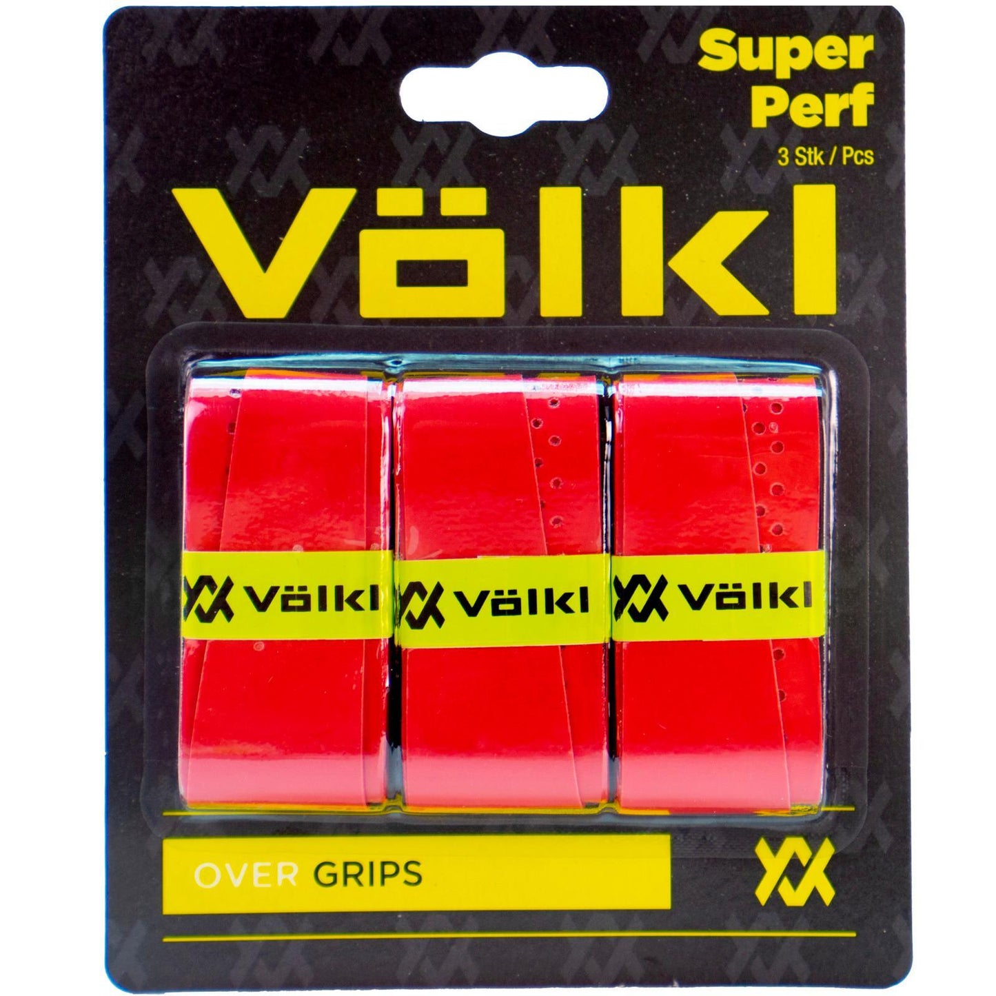 Volkl Super Perf Over Grip Overgrip Tennis Squash Badminton - 3 Pack - Red V563-TAVSPR3
