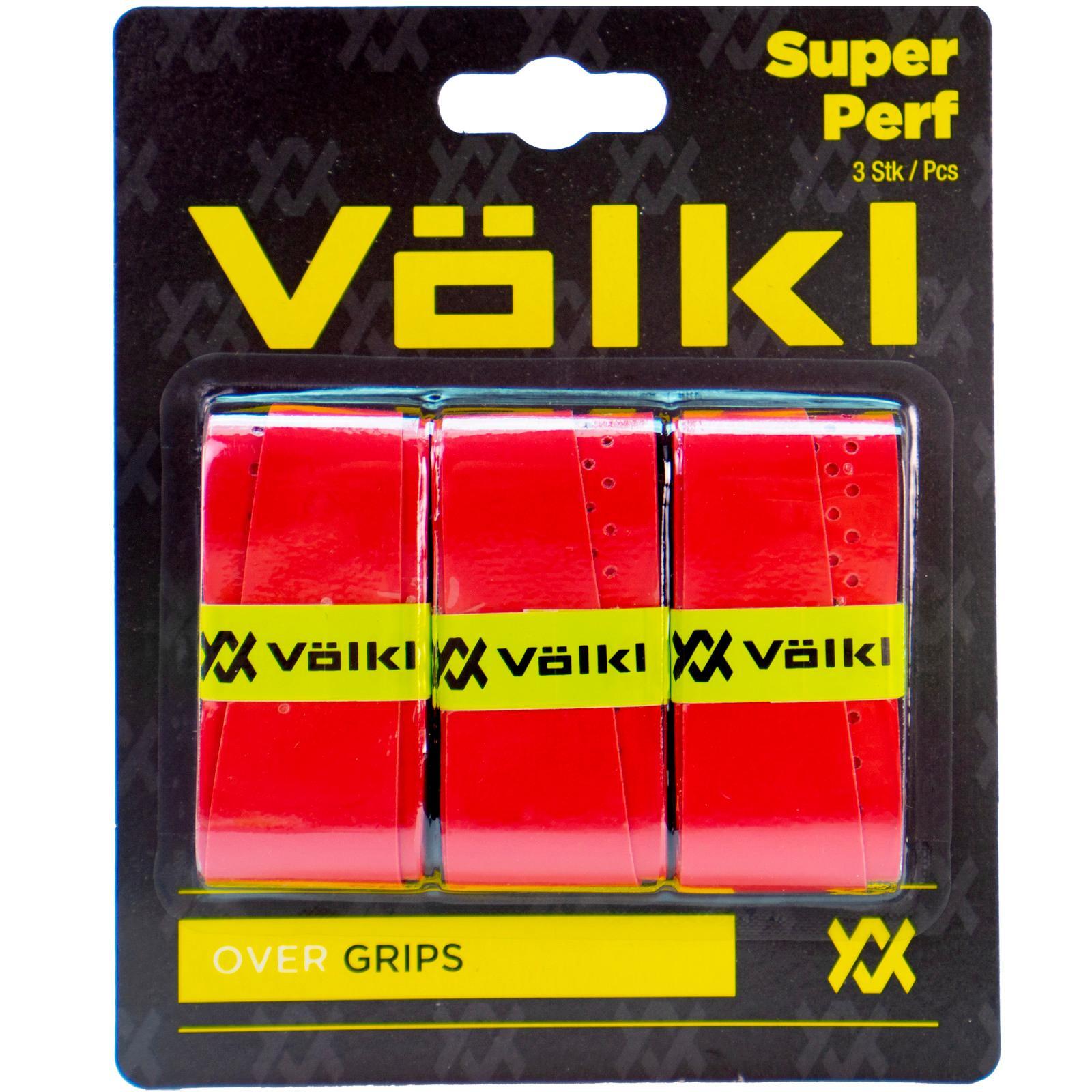 Volkl Super Perf Over Grip Overgrip Tennis Squash Badminton - 3 Pack - Red V563-TAVSPR3