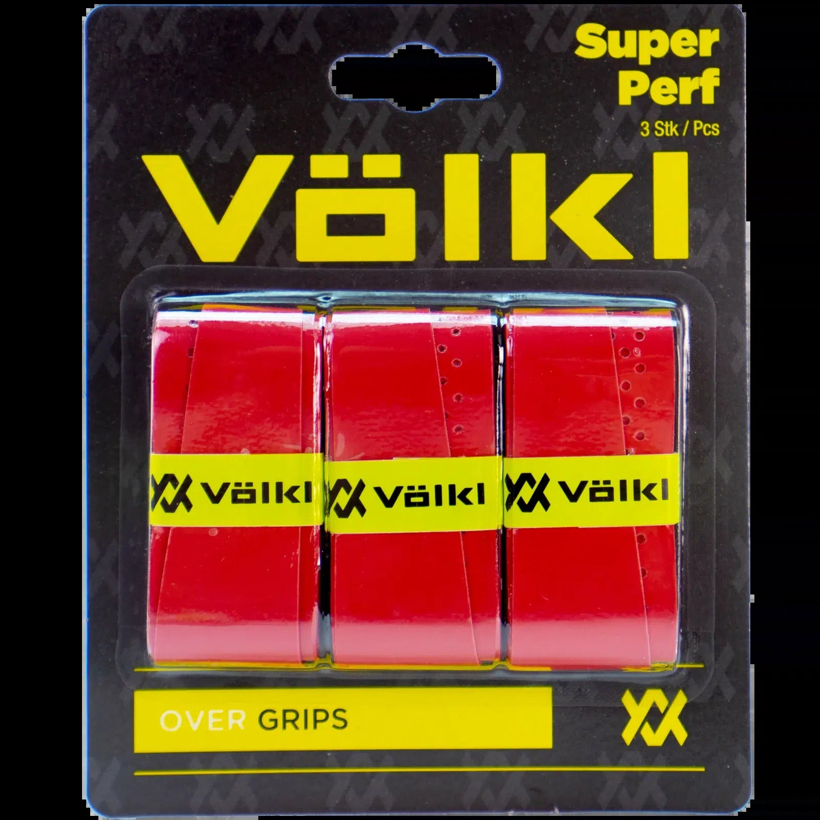 Volkl Super Perf Over Grip Overgrip Tennis Squash Badminton - 3 Pack - Red V563-TAVSPR3