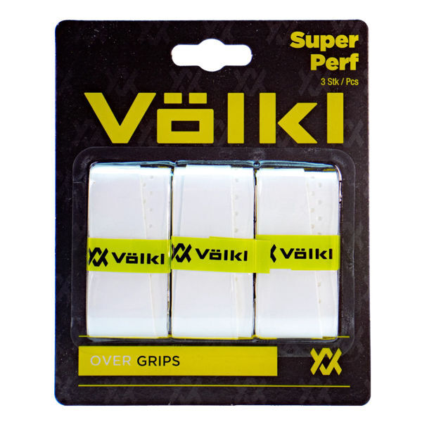 3-Pack Volkl Super Perf Over Grips for Tennis Squash Pickleball Racquets - White V563-TAVSPW3