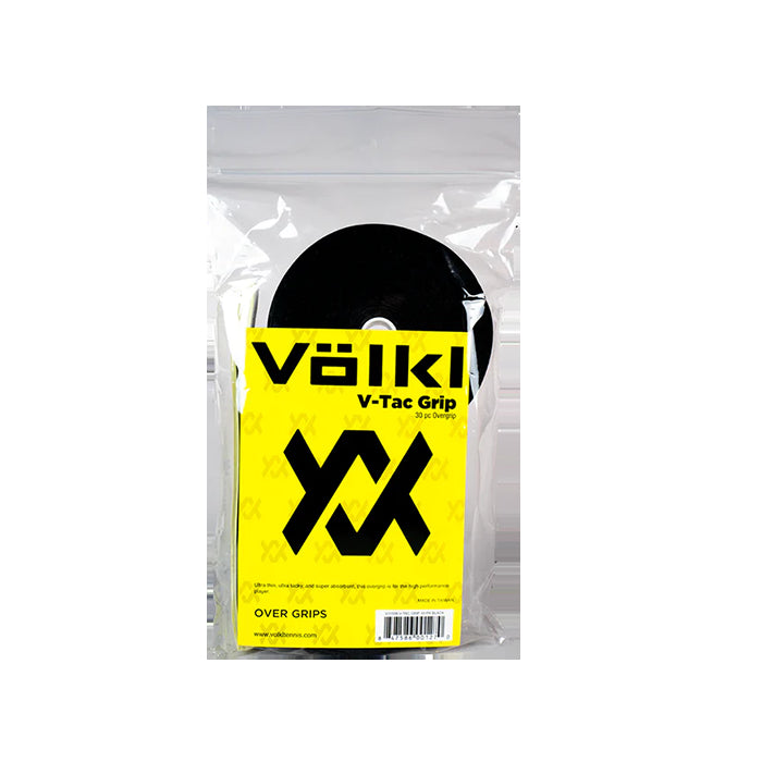 Volkl V-Tac Overgrip Bulk Tennis Badminton Squash Over Grip - Black (30 Pack) V563-TAVVTBK30