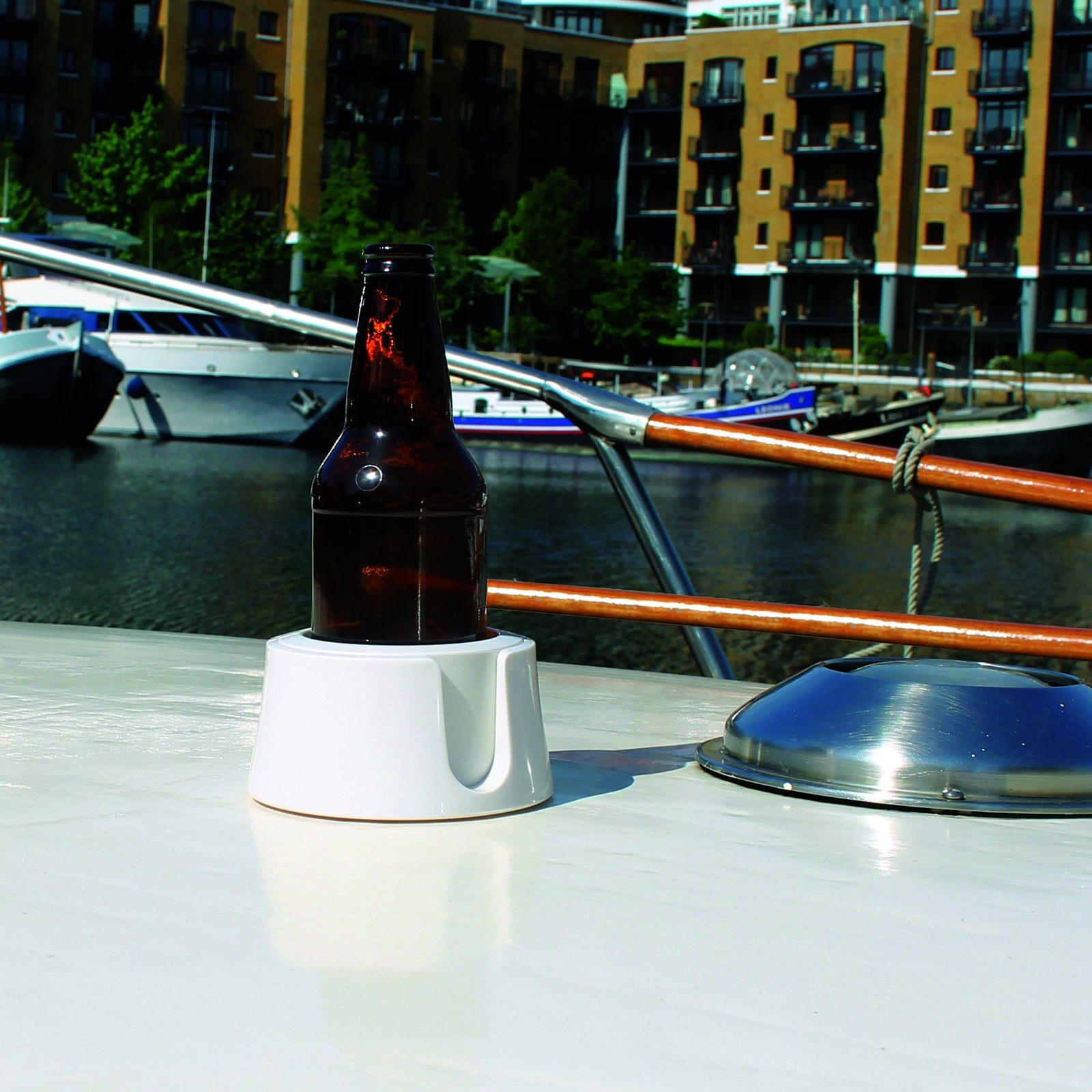 Table Coaster Anti-Spill Drink Holder Tray Couch Seat Car Office Travel - White V563-TCWHITE