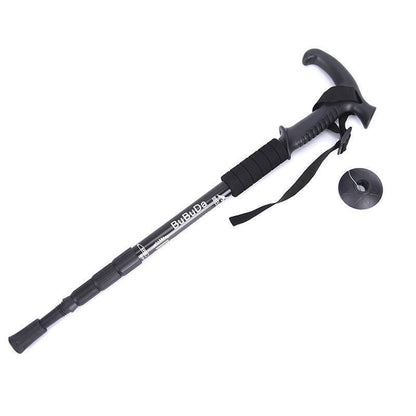 Folding Walking Stick Telescopic Adjustable Antishock Hiking Grip Pole Trekking - Black V563-TELESCOPICSTICK-BLACK