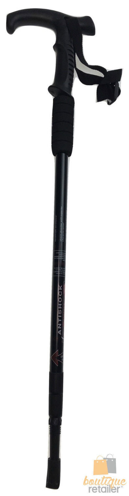 Folding Walking Stick Telescopic Adjustable Antishock Hiking Grip Pole Trekking - Black V563-TELESCOPICSTICK-BLACK