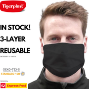 TIGERPLAST Fabric Face Mask Washable Reusable Mask Protect Anti-Microbial Mouth Cover - Black V563-TIGERPLAST_ADULT_BLK-1PCS