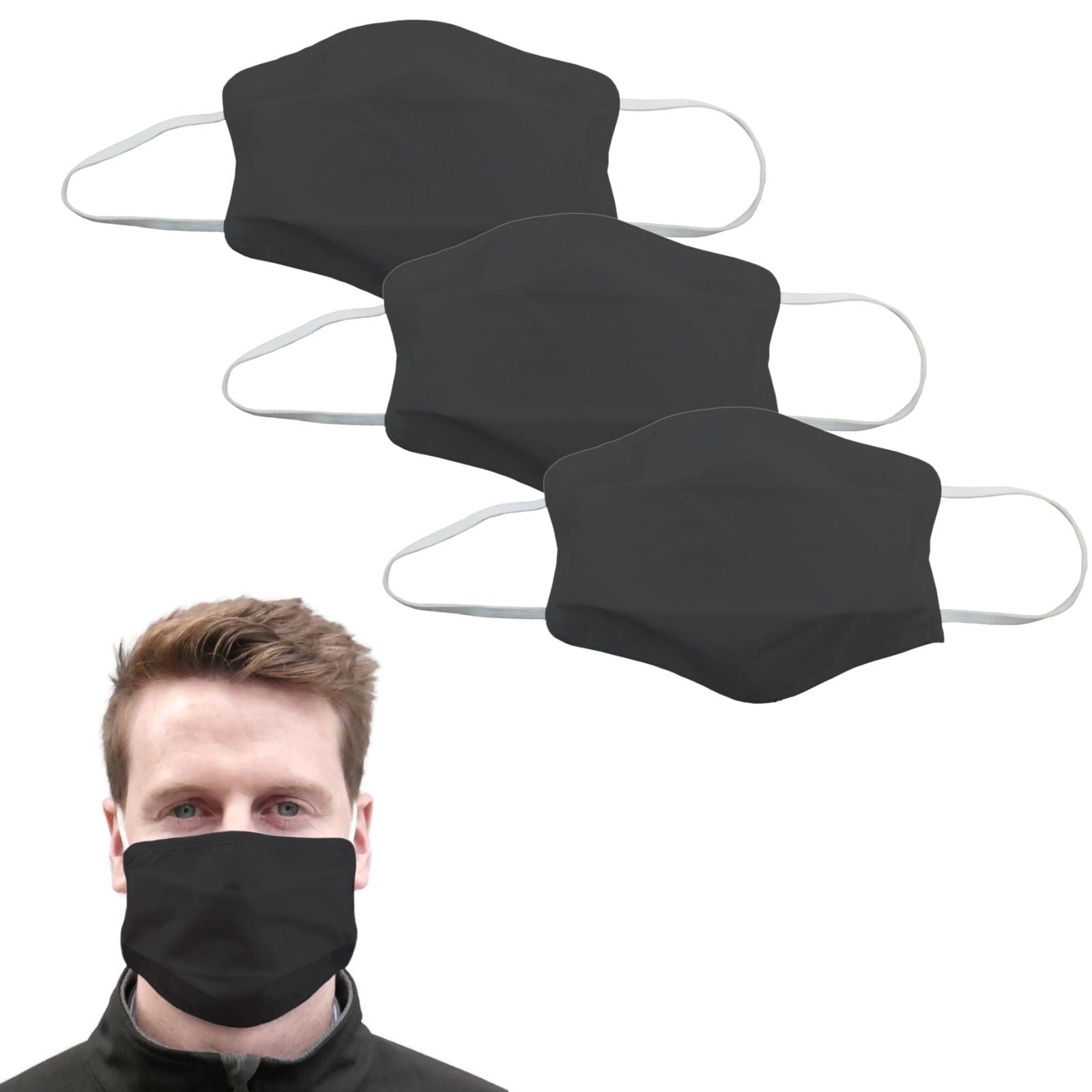 3x Tigerplast Fabric Face Mask Washable Reusable Mask Protect Anti-Microbial Mouth Cover - Black V563-TIGERPLAST_ADULT_BLK-3PCS