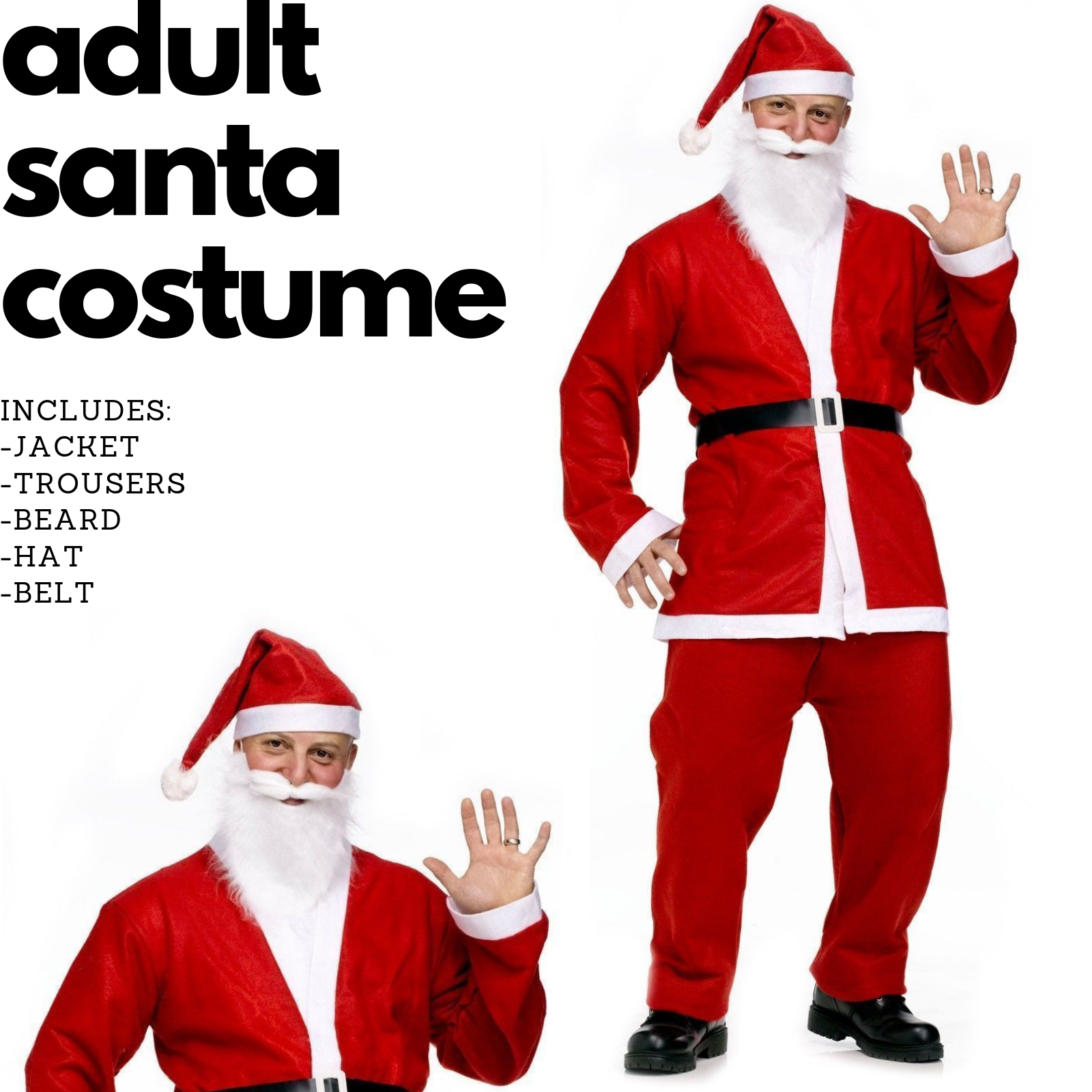 ADULT SANTA CLAUS COSTUME Suit Father Xmas Party Outfit Father Christmas V563-TOM-C098