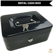 Lockable METAL CASH BOX Deposit Petty Cash Slot Money Safe Portable 2 Keys New V563-TOM-S606L