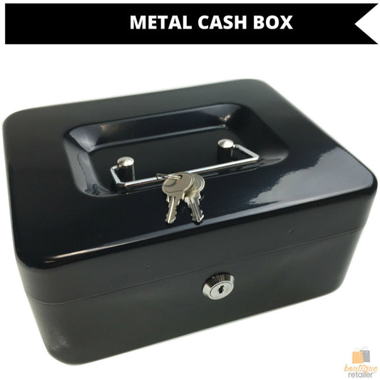 Lockable METAL CASH BOX Deposit Petty Cash Slot Money Safe Portable 2 Keys New V563-TOM-S606L