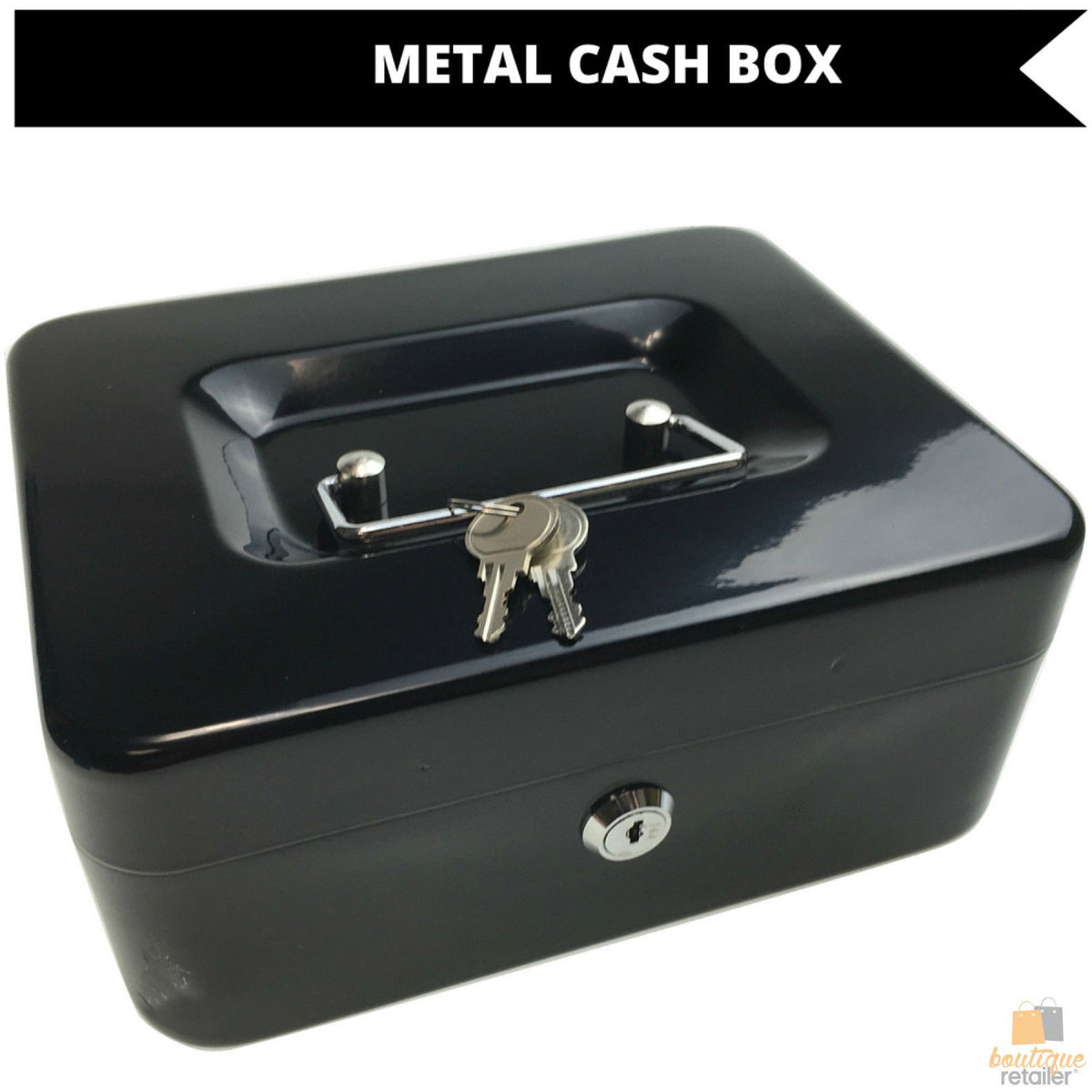Lockable METAL CASH BOX Deposit Petty Cash Slot Money Safe Portable 2 Keys New V563-TOM-S606L