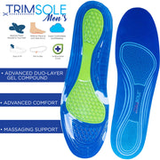 TRIMSOLE Mens Gel Advanced Insoles Silicone Antibacterial Inserts Pads Massage V563-TRI-005