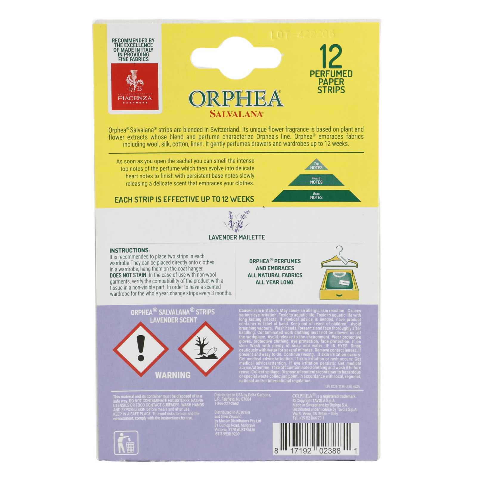 Orphea 12pcs Clothes Protector Natural Lavender Scented Strips for Drawers/Closets V563-TV118328