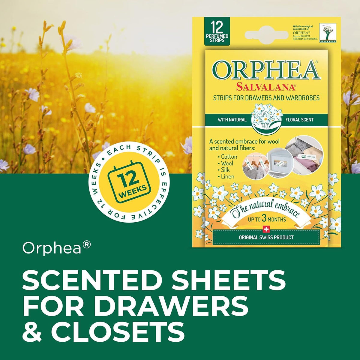 Orphea 12pcs Clothes Protector Natural Flower Floral Scented Strips for Drawers/Closets V563-TV118334