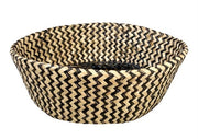 2x ROUND BELLY SEAGRASS STORAGE BASKET Natural Straw Folding - Chevron Black/Natural V563-UI5091_2PCS
