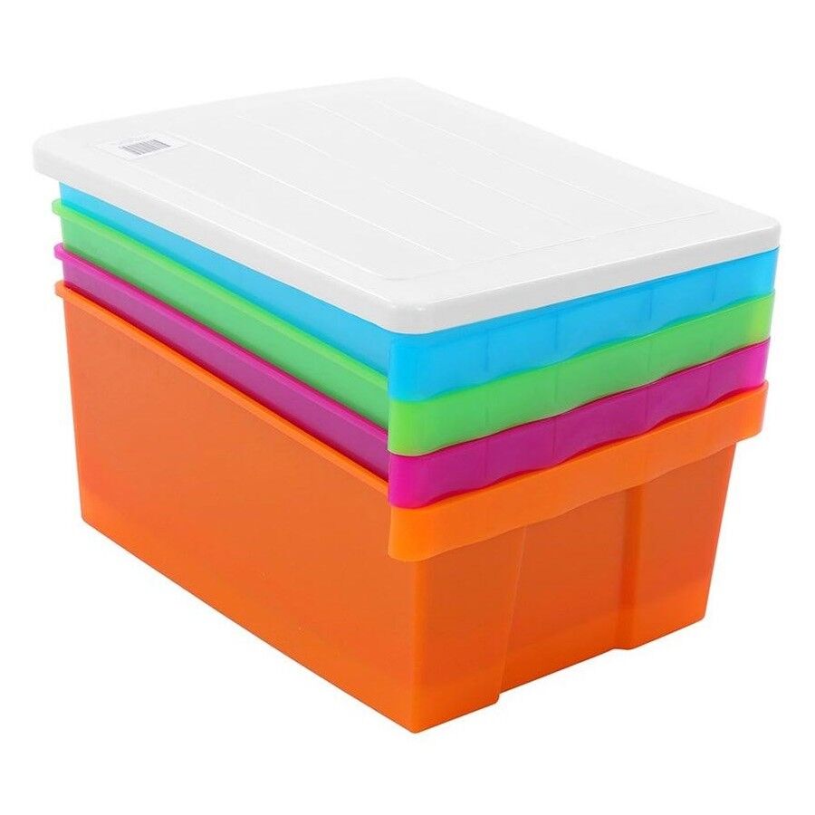 MEGA 4 Tier Drawer Storage Shelf Unit Organiser Plastic Level Office Cabinet in Coloured V563-UI8748