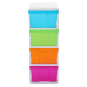 MEGA 4 Tier Drawer Storage Shelf Unit Organiser Plastic Level Office Cabinet in Coloured V563-UI8748