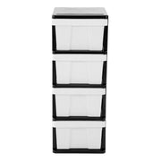 MEGA 4 Tier Drawer Storage Shelf Unit Organiser Plastic Level Office Cabinet in Black/White V563-UI8749
