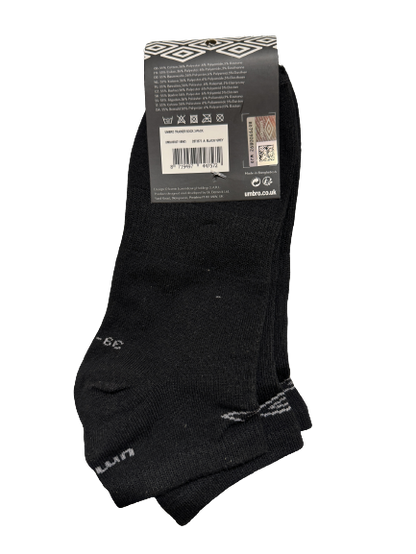 Umbro Mens Trainer Ankle Socks - Black - 1 Pack of 3 Pairs - EU 39-42 V563-UMBRO-BLACK-39-42