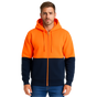 HI VIS Jumper Full Zip Hoodie Safety Workwear Fleecy Fleece Jacket Hooded in Orange/Navy - 2XL V563-UMW-9898-ORG_NVY-2XL
