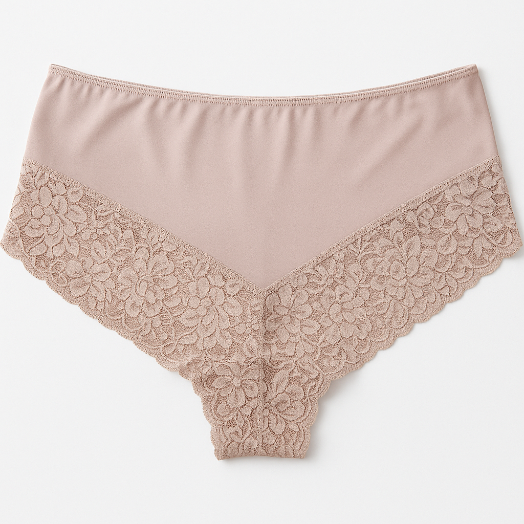 Womens Lace Boyshort Boyleg Full Briefs Underwear Undies in Beige - 14