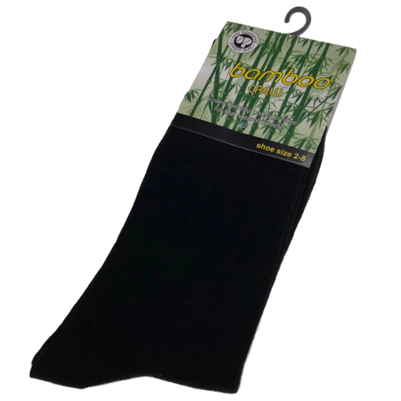 BAMBOO SOCKS Crew Natural Eco Healthy Enviro Unisex Work Anti-Bacterial Business - Black - 2-8 V563-UP-1BMBCREW-BLK-2_8