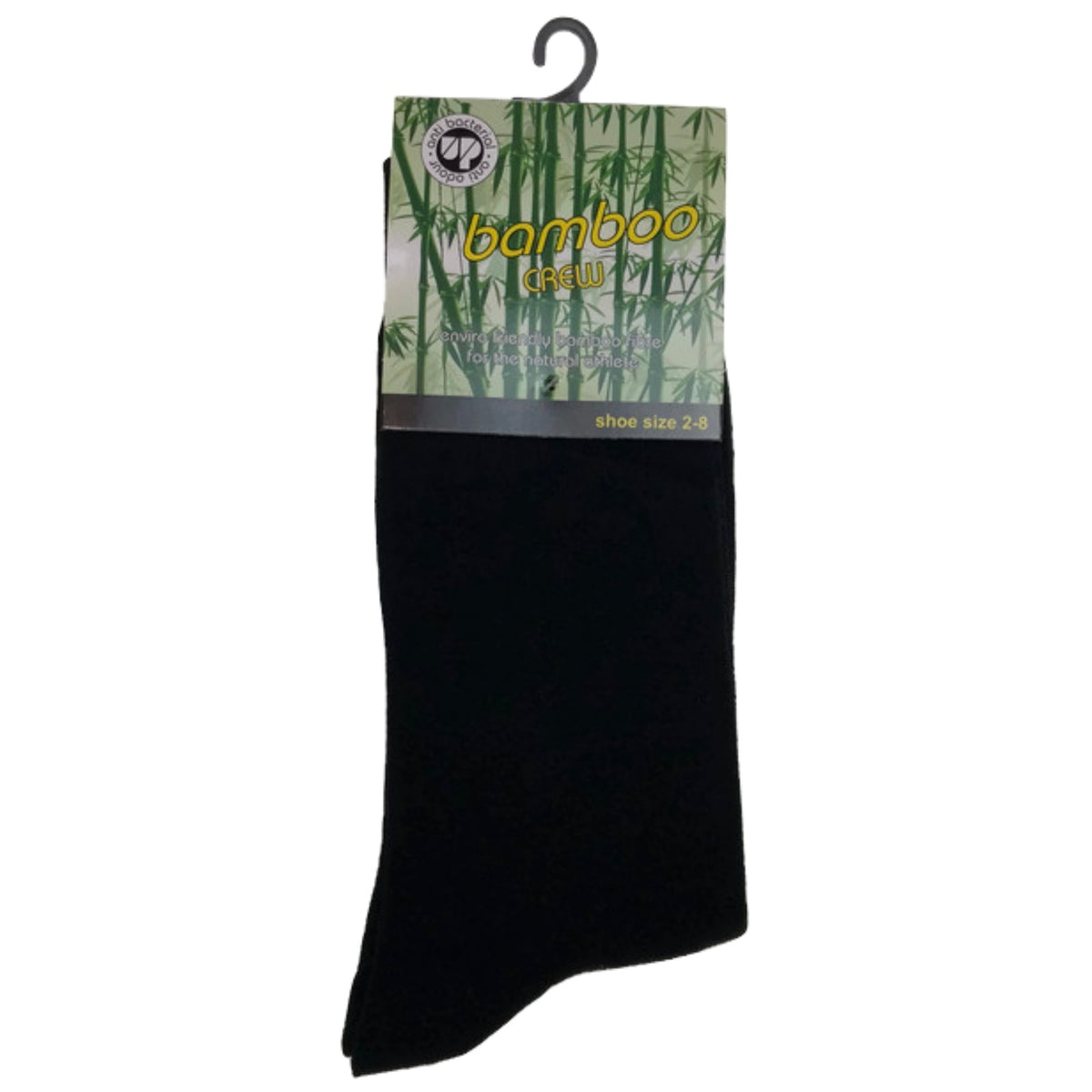 BAMBOO SOCKS Crew Natural Eco Healthy Enviro Unisex Work Anti-Bacterial Business - Black - 2-8 V563-UP-1BMBCREW-BLK-2_8