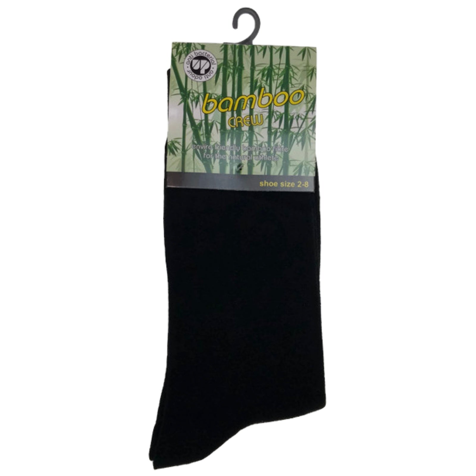 BAMBOO SOCKS Crew Natural Eco Healthy Enviro Unisex Work Anti-Bacterial Business - Black - 2-8 V563-UP-1BMBCREW-BLK-2_8
