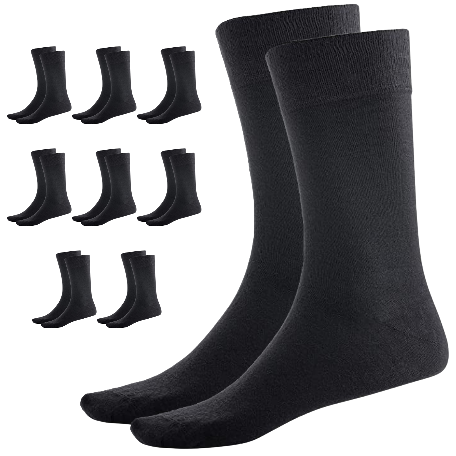 9 Pairs BAMBOO SOCKS Crew Natural Eco Healthy Enviro Unisex Work Business BULK - Black - 2-8 V563-UP-9BMBCREW-BLK-2_8