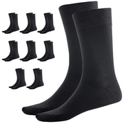 9 Pairs BAMBOO SOCKS Crew Natural Eco Healthy Enviro Unisex Work Business BULK - Black - 2-8 V563-UP-9BMBCREW-BLK-2_8