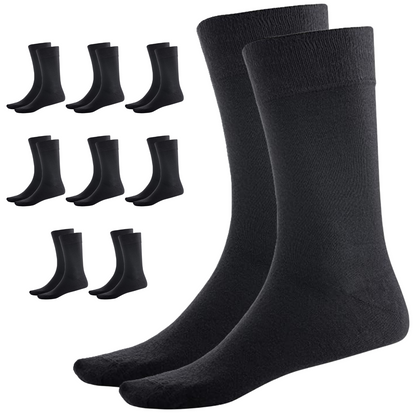 9 Pairs BAMBOO SOCKS Crew Natural Eco Healthy Enviro Unisex Work Business BULK - Black - 2-8 V563-UP-9BMBCREW-BLK-2_8