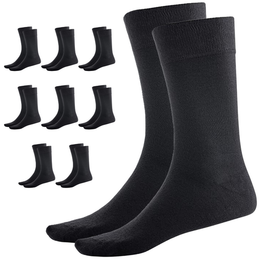 9 Pairs BAMBOO SOCKS Crew Natural Eco Healthy Enviro Unisex Work Business BULK - Black - 6-11 V563-UP-9BMBCREW-BLK-6_11