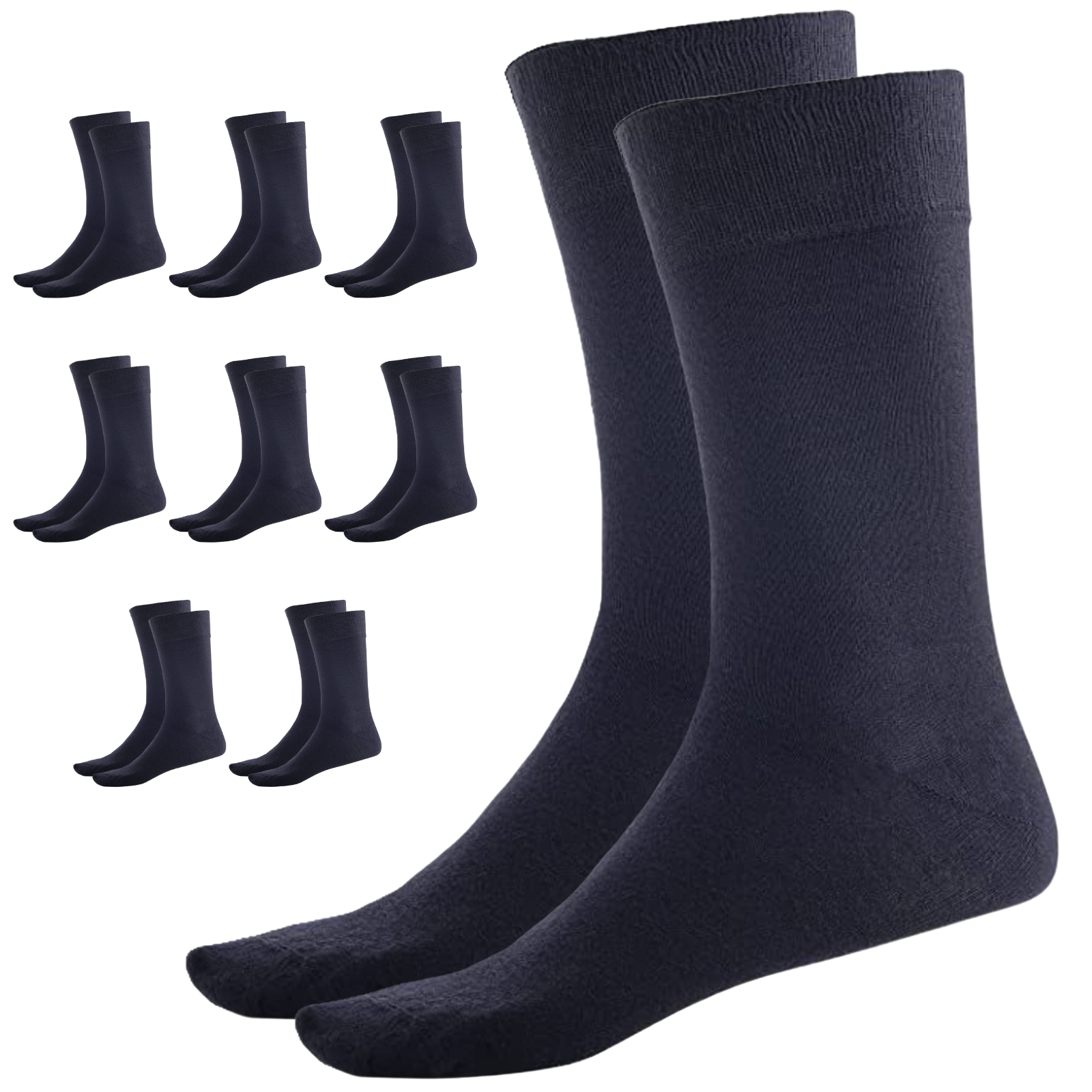 9 Pairs BAMBOO SOCKS Crew Natural Eco Healthy Enviro Unisex Work Business BULK - Navy - 2-8 V563-UP-9BMBCREW-NVY-2_8
