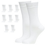 9 Pairs BAMBOO SOCKS Crew Natural Eco Healthy Enviro Unisex Work Business BULK - White - 2-8 V563-UP-9BMBCREW-WHT-2_8