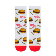 Stance ""Fries Before Guys"" Burger & Fries Crew Socks – Fun Food Print - M