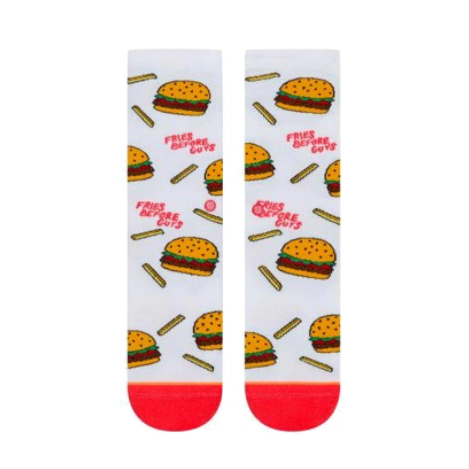 Stance ""Fries Before Guys"" Burger & Fries Crew Socks – Fun Food Print - S